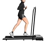 awolsrgiop Laufband für Zuhause klappbar, 6km/h 3.0HP Walking pad mit Armlehnenhalterung, LED-Anzeige und Fernbedienung, Doppelter Stoßdämpfung Bis 100kg Belastbar, für Büro/Zuhause, Grau
