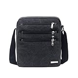 Vohoney Herren-Schultertaschen Umhängetasche Herrentasche Klein Crossbody Bag Handtasche Tasche Umhängen Messenger Bag Handgelenktasche Canvas Vintage Shoulder Bag (Schwarz Herren Umhängetasche)