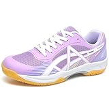 NGARY Damen Tischtennis-Schuhe, Squashschuhe Badmintonschuhe für Verschiedene Bodenbeläge, bequemer Indoor-Fitness-Trainingsschuhe,Lila,39 EU