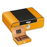 IEOWY Zigarren-Humidorbox, Innenausstattung aus spanischem Zedernholz, für 35 Zigarren mit Hygrometer, Befeuchter und Trennwand (A)