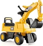 DREAMADE Sitzbagger, Bagger mit Lenkbarer Schaufel & Hupe, Rutschauto mit Stauraum unter Sitz, Aufsitzbagger mit Anti-Rutsch-Rädern & Anti-Rollover-Vorrichtung für 1-3 Jahre (Bagger)