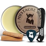 Striking Viking Schnurrbart Wachs und Kamm Kit - Bart und Schnurrbart Wachs für Männer mit starkem Halt natürlichen Bienenwachs - Hilft zu zähmen, Stil, und Groom (2 Unzen) (Sandelholz)