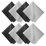 8er-Pack Brillenputztücher Mikrofaser Reinigungstuch für Brillen Mikrofasertücher für Kamera Objektiv Display, Brillentücher Microfaser 15x18cm, Schwarz/Grau