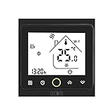 Decdeal Intelligentes Raumthermostat mit App-Steuerung,kompatibel mit Alexa/Google Home Boiler Wasser/Gas für Haus - 5A Wifi Schwarz