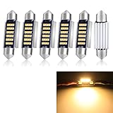 JEFLYM 6 stuck Soffitte Birne 41MM, 600 Lumen 3 Watt Girlandenbirne,9-28V DC Birne Leselampe am Bett, Glühbirne Für Innen Lichter（Warmes Weiß）