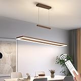 SENFAY LED Pendelleuchte Esstisch Dimmbar,120cm Modern Rechteck Hängelampe mit Fernbedienung, 50W Esszimmer Hängeleuchte Höhenverstellbar Esstisch lampe Hängend fur Wohnzimmer Küche Büro, Braun