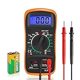 Digital Multimeter Voltmeter Batterietester Spannungsprüfer Durchgangsprüfer Ohm Volt Ampere Messgerät AC/DC Spannung Strom Widerstand Diode Transistor, Großes LCD-Anzeige und Hintergrundlicht