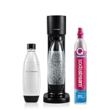 SodaStream Gaia, Wassersprudler mit CO2-Zylinder und 1x 1L spülmaschinenfeste Kunststoff-Flasche, Höhe: 44cm, Farbe: Schwarz