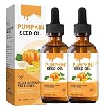 Pumpkin Seed Oil, Bio Kürbiskernöl für Haarwachstum,Trägeröl Perfekt für die Hydratisierung & Reparatur von Trockenem, Geschädigtem Haar, Feuchtigkeitsspendende Kopfhaut, Verwendung auf Haar (2PC)