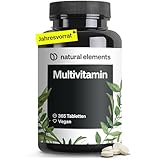 natural elements Multivitamin – 365 vegane Tabletten – Jahresvorrat – wertvolle Vitamine A-Z, mit Vitamin K1 und K2 – ohne unnötige Zusätze – in Deutschland produziert & laborgeprüft