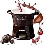 skyrabbiter Keramik Schokoladen-Fondue-Set, mit Teelichthalter und Gabel, Becher zum Schmelzen von Schokolade, Mehrzweck Chocolate Fondue Set,geeignet für Käse, Schokolade, Butter und Karamell (A)