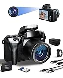 SWE Digitalkamera 4K 64MP Selfie Digital Kamera Fotokamera mit WiFi 4.0' Touchscreen, Autofokus 16X Kompaktkamera für Einsteiger mit 64G Karte 3000mAh Batterie Camera Tasche - Doppellinse