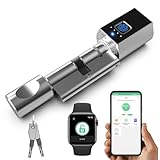 Eseesmart Türschloss Fingerabdruck, Smart Lock Fingerprint Türöffner with SchließZylinder 80mm (40/40), Türschloss Elektronisches Schloss mit Fingerabdruck Bluetooth APP 2 Schlüssel