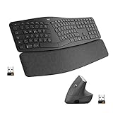 Logitech Ergonomic Wireless Keyboard and Mouse Combo, ERGO K860 and MX Vertical Mouse, Rechargeable, Bluetooth or USB Receiver, Wrist Support, Compatible with Laptop/PC/Windows/Mac