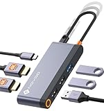 NOVOO USB C Docking Station 4K@60Hz Dual HDMI USB C Hub Adapter mit 2 HDMI 4K@60Hz,PD 100W Schnellladen, 3X USB-A für MacBook Pro M2, Dell, HP, Lenovo, Surface und mehr Typ C Geräten