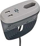 Brennenstuhl Estilo Sofa-Steckdose mit USB-Ladefunktion (Möbel-Steckdose mit 1x Euro-Steckdose und 2X USB-Charger, Steckdosenleiste mit Halteschiene) Anthrazit/Grau