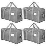 Dntorx 4 Stück 90L Große Aufbewahrungstasche mit Deckel, Faltbare Umzugskartons Groß mit Reißverschlüssen Griff Kleideraufbewahrung Umzugstaschen für Umzug Camping Bettwäsche Kleidung Aufbewahrung