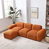 Kiyah L-Shape Modular Sectional Sofa, DIY Combination, Teddy Fabric, Orange.,Sofa