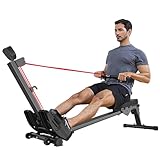 Rudergerät für Zuhause, Rudergerät Klappbar Rudergeräte, 120kg Gewichtskapazität Rowing Machine (Rot)