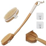 51CM Duschbürste Rücken Badebürste mit Langem Stiel Abnehmbarer langer Griff 2 Stück Rückenbürste Körperbürste Bürste Rücken mit Naturborsten für Massage Peeling Entfernung Abgestorbener Haut Cellulit