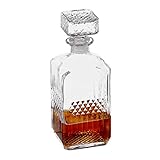 Relaxdays Whisky Karaffe, Glas, Dekanter für Whiskey, Cognac, Rum, Gin, 900 ml, Schnaps Karaffe Heimbar, transparent 10027876
