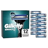 Gillette Mach3 Rasierklingen für Rasierer, 12 Ersatzklingen für Nassrasierer Herren mit 3-fach Klinge