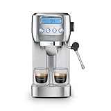 Caso EspressoGourmet Crema - Siebträgermaschine, Espressomaschine, mit Milchaufschäumer, Espresso, Cappuccino, Siebträger aus Edelstahl, 20 bar ULKA-Pumpe, Kaffeemaschine Kaffeepulver, ESE Pads