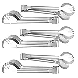 PUDSIRN 6PCS Edelstahl Servierzange, 9 Zoll Food Servierzange Vorspeise Buffet Zange Gabel, zum Servieren, Kochen, Salat, Grillen, Kuchen, Brot