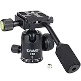 EVUMO Mini 28mm Kugelkopf Stativkopf Mit Griff, Leicht 317g Fluidkopf Kamera-Stativ-Tripod-Videokopf, Pan Tilt Kugelkopf Kompatibel Mit Arca-Swiss Schnellwechselplatte, Mikro-SLR, 8kg Tragkraft