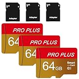 Micro SD Karte 64GB, 3 Pack Speicherkarte Micro SD Card mit Adapter Mini Karte UHS-I C10 TF Speicherkarten Microsd für Kamera, Smartphone, Monitor, Tablets, Auto Audio, Spielkonsole, Drohnen
