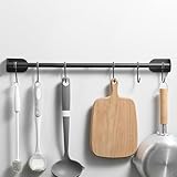 Peakjune Topfregal Zur Wandmontage,Stange FüR KüChenutensilien,KüChenreling-Topfregal,Sichere Installation,Geeignet AufhäNgen Von BadezimmerbüRsten Und HandtüChern