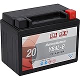 CARTEC Motorradbatterie YB4L-B, 4Ah 56A, Gel Technologie Motorrad-Starter-Batterie, Erstausrüsterqualität, zyklenfest, lagerfähig, wartungsfrei, schwarz