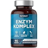 Verdauungsenzyme | Enzym Komplex mit Betain HCl | Bereitstellung von Amylase, Protease, Laktase, Lipase und Cellulase | 90 vegane Tabletten | Digestive Enzymes | Horbaach