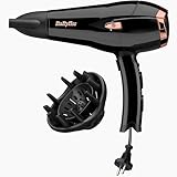 Babyliss Cordkeeper 2000 Haartrockner mit einzigartigem Kabeleinzug, Föhn mit 2000 Watt und Ionen-Technologie mit Anti-Frizz Effekt, Inkl. Düse und Diffusor, schwarz, D373E
