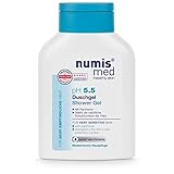 numis med Duschgel ph 5.5 - Hautberuhigendes Shower Gel für sehr empfindliche & sensible Haut - vegane Hautpflege ohne Silikone, Parabene & Mineralöl - Showergel (1x 200 ml)