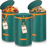 Enbagold 3X 120L Gartenabfallsack Stabil, Laubsack mit Deckel und Griffen Gartensack Groß, Gartenabfallsäcke Gartensäcke Grünschnittsack, Selbststehend Grünschnittsäcke, Abfallsack für Gartenabfälle