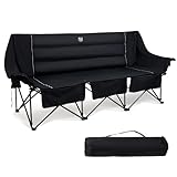TIMBER RIDGE Campingstuhl Faltbar 3 Personen Übergroße Sitzbreite 218cm Camping Sofa XXXL 408KG Klappstuhl Camping 3 Sitzer mit Großvolumigen Seitentaschen Hohe Lehne für Outdoor Garten Balkon Indoor