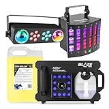 Beamz Disco Party Komplett Set - inkl. Profi Nebelmaschine mit Nebelfluid, 4-1 Lichtorgel DJ Lichtanlage, Derby Strahler, 5 Liter Nebelfüssigkeit, Vertikale Fog Machine, Schwarzlicht UV Strahler