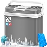 KESSER® 24 Liter Kühlbox | KÜHLT und WÄRMT | Thermo-Elektrische Kühlbox inklusive 2X Kühlakku 12 Volt und 230 Volt | Mini-Kühlschrank | für Auto und Camping | EEK E | Grau