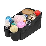 APRAMO Auto Organizer wasserabweisende Rücksitztasche, Utensilientasche für den Kindersitz mit 2 Getränkehalter, Gurtbefestigung Aufbewahrung Tasche, 600D Oxford Stoff Aufbewahrungsbox