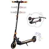 RCB R15 E-Scooter Kinder (8-12-16 Jahre) - bis zu 20 Km/h, Max. Reichweite 16Km, Elektroroller Faltbar für Kinder, Geschenk für Kinder und Jugendliche（Schwarz-Orange