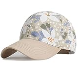 Yixda Damen Blumen Baseball Cap Verstellbar Basecap Tennis Golf Sport Kappe (Baseball, Beige)