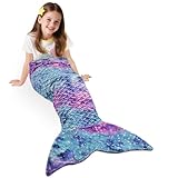 Catalonia Classy Meerjungfrauen Schwanz Decke, weicher Warmer Plüsch Fleece Schlafsack Kuscheldecke, 155 x 50 cm Fischschuppenmuster, Sternenhimmel