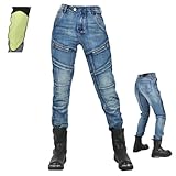 HOMDECR Unisex Motorradhose - Aramid-Stoff-Stretch-Motorradjeans Mit Sicherheitsschutzausrüstung, Für Herren & Damen Geeignet, Alle Jahreszeiten Tauglich (Blau (weiblich),XS)