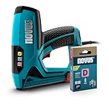 NOVUS TOOLS Elektrotacker J-151 Set mit 1200 Klammern │ Profi-Tacker und Nagelpistole mit Schlagkraftregulierung, Distanzanschlag und Unterlademechanik │ Für Flachdrahtklammern 6-14 mm und Nägel 16 mm