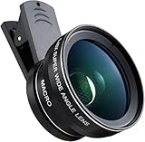 VOSSOT 2 in 1 Universal Handy Kamera objektiv, 0,45 x Weitwinkelobjektiv + 12,5 x Makroobjektiv,Smartphone objektiv, für die meisten Smartphones