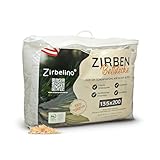 Zirbenbettdecke LEICHT | 135x200cm für DE - für Sommer, angenehmes Gewicht | mit Schafwolle und Zirbenspänen, Bezug: Baumwolle | inkl. Aufbewahrungstasche