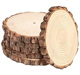 6 Stücke Holzscheiben Ø18-20cm Ohne Loch Runde Holzscheibe Untersetzer Holz Log Naturholz Baumscheiben 15mm Dicke für DIY Basteln Hochzeit Weihnachtsdeko Untersetzer & Tischdeko