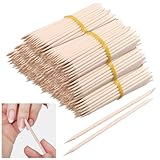MANCHAP 1500 Stück orangefarbene Holzstäbchen, Nagelhautschieber aus Holz für Maniküre, 11,4 cm
