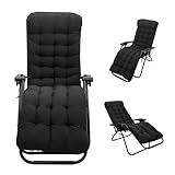 Niest Liegenauflage, Auflage Gartenliege 170x53x8 cm, Auflagen für Deckchair, Polsterauflage für Sonnenliege, Auflage Polster für Gartenmöbel mit Einstellband (schwarz)